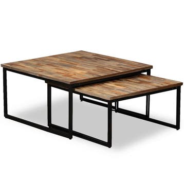 vidaXL Tafeltjesset massief gerecycled teakhout 2-delig, Verzenden, Nieuw, Overige houtsoorten, 50 tot 100 cm