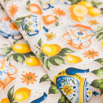 BA184 - Citrus en Keramiek-stof - Mediterrane compositie -, Antiek en Kunst