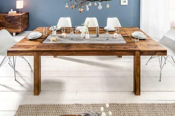 Massief houten eettafel PURE 160-240cm natuurlijke Sheesham, Ophalen of Verzenden, Nieuw