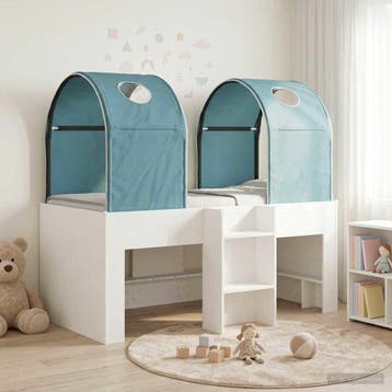 vidaXL Bed met Tunnel 3 st Wit en Lichtblauw Bewerkt hout, Verzenden, Nieuw, Wit, Hout