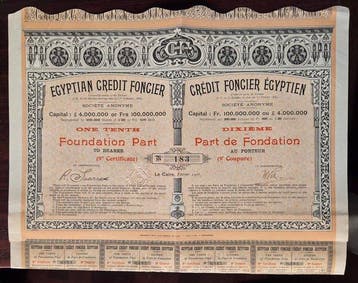 Egypte. Pounds - 1905 Egyptian Credit Foncier - Foundation