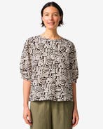 HEMA Damesblouse Sophie grafisch bruin, Kleding | Dames, Verzenden, Nieuw