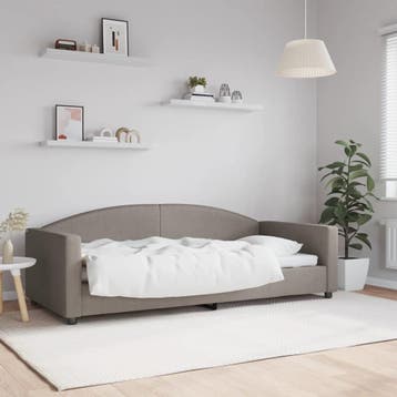 vidaXL Slaapbank 90x200 cm stof taupe, 90 cm, Eenpersoons, Verzenden, Nieuw