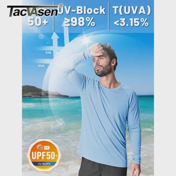 TACVASEN Heren UV-Bescherming T-shirt Lange Mouw - UPF 50+ S, Verzenden, Nieuw