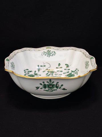 Meissen - Kom - groß, quadratisch 27x27x9,7 cm Indisch Grün