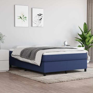 vidaXL Boxspring bed stof blauw 140x200 cm, Huis en Inrichting, 140 cm, 200 cm, Stof, Verzenden