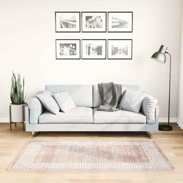 vidaXL Vloerkleed wasbaar 80x150 cm beige, Verzenden, Nieuw, Beige