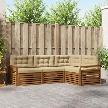 vidaXL Buiten bankenset 4 st Natuurlijk en Beige, Verzenden, Nieuw