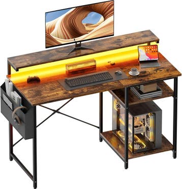 Bureau - Computertafel - Computerbureau - 100x48 cm - Bruin, Verzenden, Zo goed als nieuw