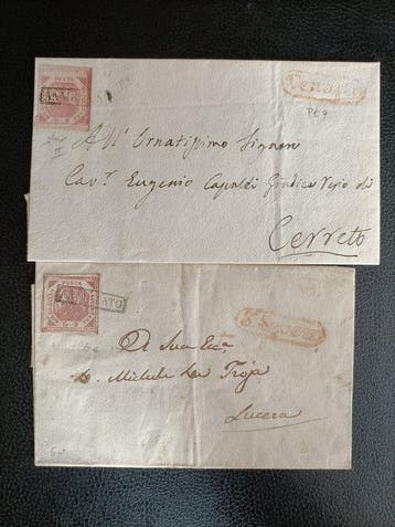 Italiaanse oude staten - Napels 1858 - Twee brieven met twee, Gestempeld