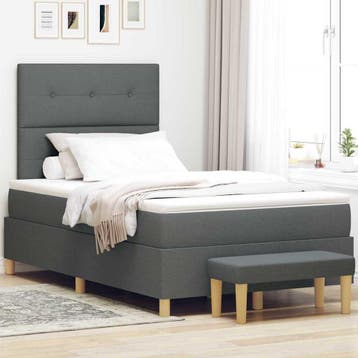 vidaXL Boxspring bed met hoofdeinde Donkergrijs 190 x 120 cm, Verzenden, Nieuw, Twijfelaar, Grijs
