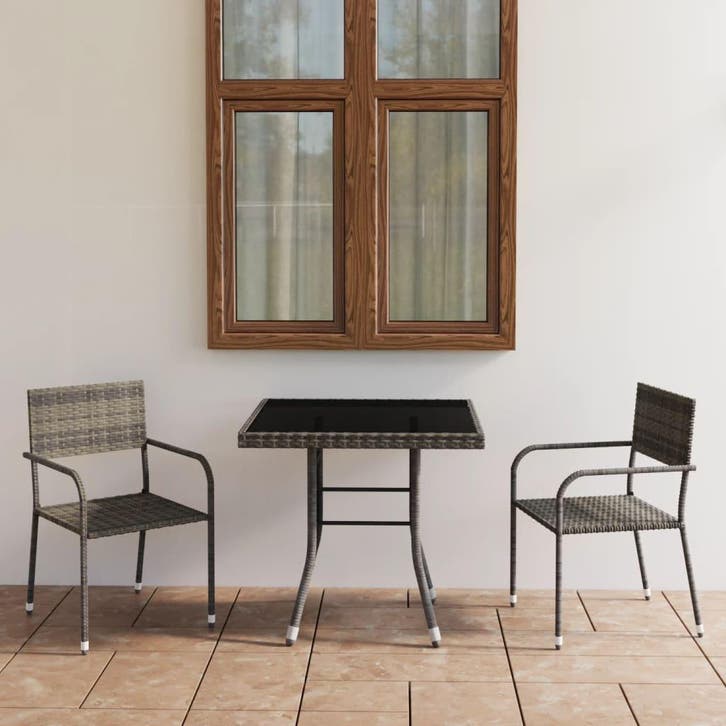 vidaXL 3-delige Tuinset poly rattan antracietkleurig en, Tuin en Terras, Tuinsets en Loungesets, Tuinset, Nieuw, 2 zitplaatsen