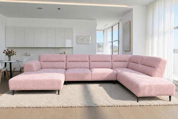 U-Bank Bloemendaal - u-banken - Roze, Nieuw, 150 cm of meer, Stof, 300 cm of meer