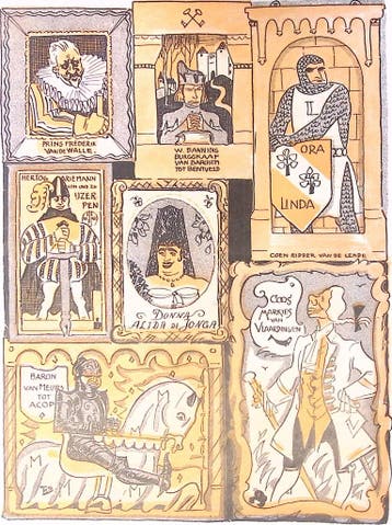 Jonge wijn in oude vaten op spotprent (lijst optie, Lithos), Verzenden
