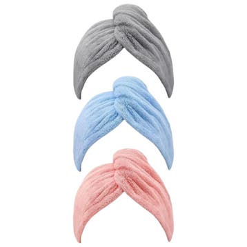 Haarhanddoek - 3 Stuks - Roze, Blauw en Grijs - Microvezel, Verzenden, Nieuw