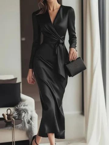 Elegante Damesjurk met Lange Mouwen en Tailleband - Hepburn, Kleding | Dames, Jurken, Verzenden, Nieuw