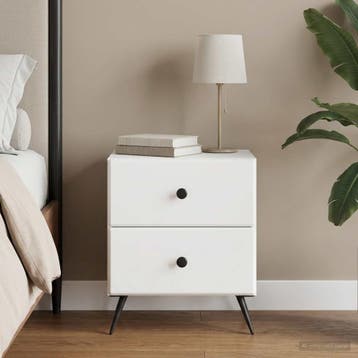 vidaXL Nachtkastje met lade Wit 43 x 34,5 x 47,5 cm Bewerkt, Minder dan 45 cm, Verzenden, Nieuw, Minder dan 55 cm
