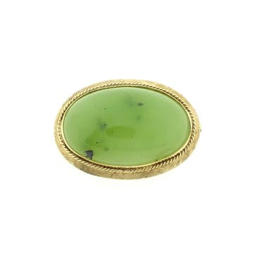 Gouden broche met Jade, Gebruikt, Ophalen of Verzenden, Met edelsteen, Goud