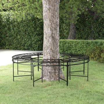 vidaXL Boombank rond Ø160 cm staal zwart, Tuin en Terras, Verzenden, Nieuw, Metaal
