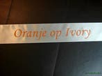 Bedrukt lint Ivory met Oranje opdruk 45 mm 50 cm, Ophalen of Verzenden, Nieuw