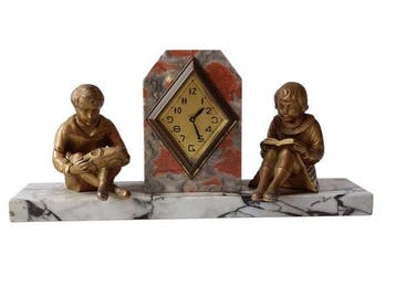 Klok - Art Deco Marmo, Spelter - 1920-1930