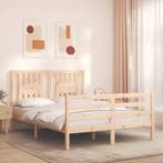 vidaXL Bedframe met hoofdbord massief hout 120x200 cm, Huis en Inrichting, Slaapkamer | Bedden, Bruin, Verzenden, Nieuw, Twijfelaar