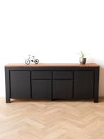 Zwart dressoir massief teakhout | Moderne kast | Vavivo, Teakhout, Nieuw, Ophalen of Verzenden, 200 cm of meer