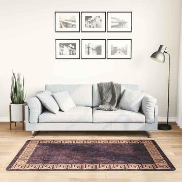 vidaXL Vloerkleed wasbaar 80x150 cm zwart en goudkleurig, Verzenden, Nieuw, Zwart