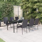 vidaXL 7-delige Tuinset zwart, 6 zitplaatsen, Nieuw, Tuinset, Verzenden
