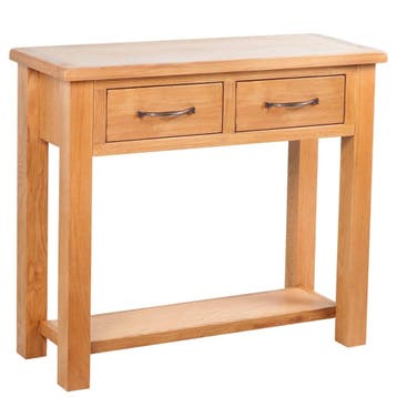 vidaXL Wandtafel met 2 lades 83x30x73 cm massief eikenhout, Huis en Inrichting, Tafels | Bijzettafels, Verzenden, Nieuw, Hout