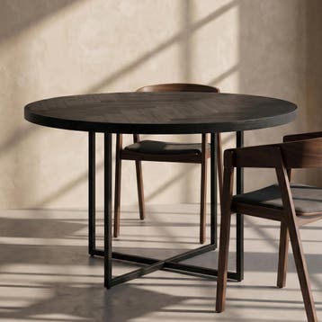*WOONWINKEL* Ronde Eettafel Visgraat Zwart, Huis en Inrichting, Tafels | Eettafels, Verzenden, Nieuw