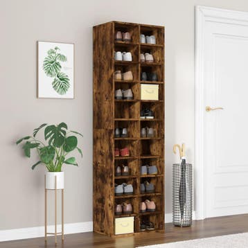 vidaXL Schoenenkast 54x34x183 cm bewerkt hout gerookt, Verzenden, Nieuw