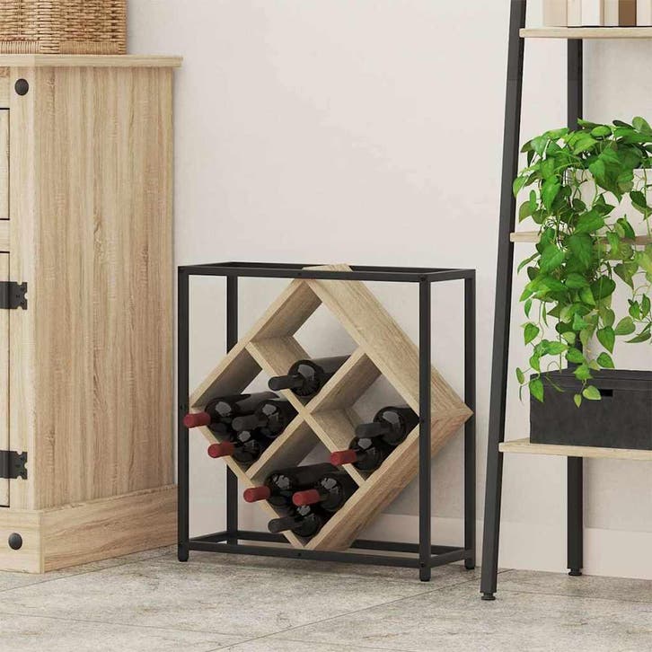 vidaXL Wijnrek Sonoma Eiken 51 x 18 x 52,5 cm Bewerkt hout, Huis en Inrichting, Woonaccessoires | Wijnrekken, Nieuw, Verzenden