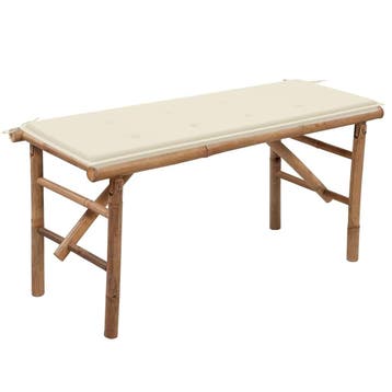vidaXL Tuinbank inklapbaar met kussen 118 cm bamboe, Tuin en Terras, Tuinbanken, Verzenden, Nieuw, Hout
