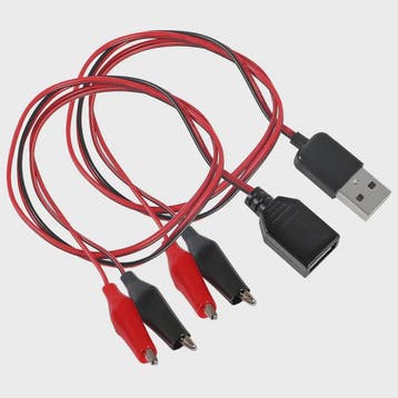 2x USB naar Alligator Klem Kabel Adapter - Male & Female voo