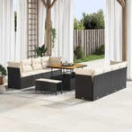 vidaXL Tuin Sofa Set met kussen 11 pcs Zwart en Crème poly, Verzenden, Nieuw, Rotan