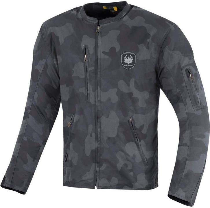 Merlin Covert Camo Blauw Wax Motorjas, Motoren, Kleding | Motorkleding, Heren, Nieuw met kaartje, Jas | leer, Verzenden