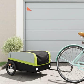 vidaXL Fietstrailer 45 kg ijzer zwart en groen, Fietsen en Brommers, Fietsaccessoires | Aanhangers en Karren, Verzenden, Nieuw