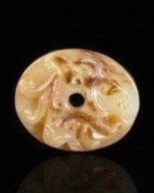Pendente Ming Giada e russet con Draghi Chilong - jade -