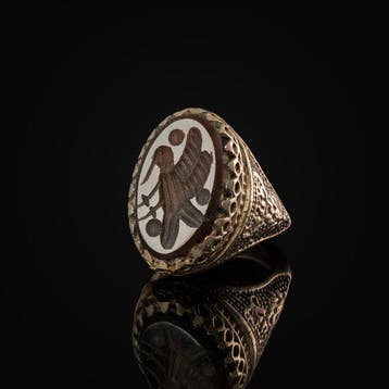 Ottomaanse Rijk Ring met steen en intaglio van een vogel