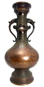 Japanese Bronze Vase with Zoomorphic Handles – Late Edo to