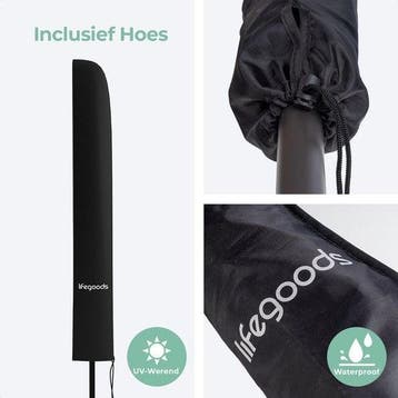 2dekans | LifeGoods Parasol - Incl. Hoes - 30° Kantelbaar -, Ophalen of Verzenden, Zo goed als nieuw