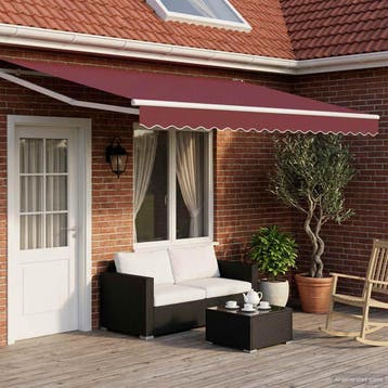 vidaXL Handbediende luifel met LEDs Bordeauxrood en Wit 4 ×, Verzenden, Nieuw