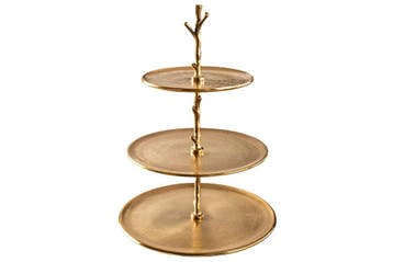 Design taartplateau ABSTRACT 48cm goud met drie niveaus -, Ophalen of Verzenden, Nieuw