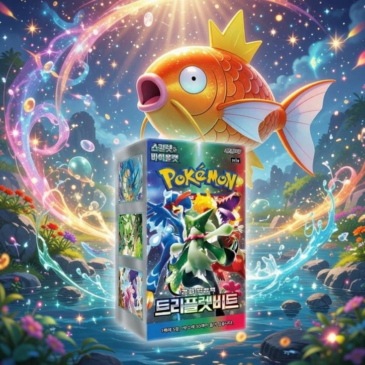 pokémon Triplet Beat Koreaanse boosterbox. magikarp topset, Hobby en Vrije tijd, Verzamelkaartspellen | Pokémon, Boosterbox, Nieuw
