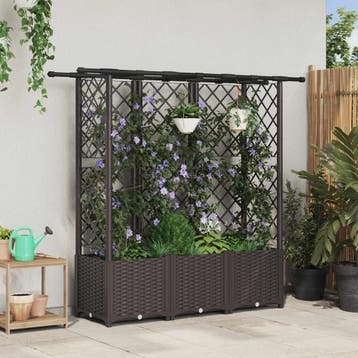 vidaXL Verhoogd Bed met Trellis en Dak Bruin 163,5 x 40 x, Verzenden, Nieuw, Minder dan 60 cm, 60 cm of meer