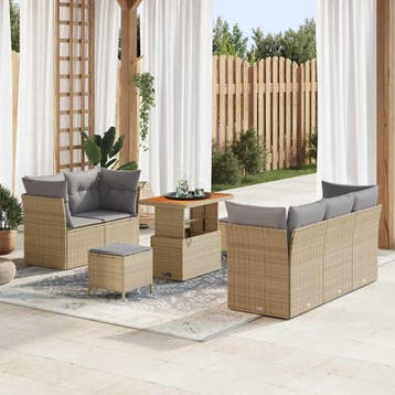 vidaXL Tuin Sofa Set 8 st 5-Aantal zitplaatsen Beige en, Verzenden, Nieuw, 8 zitplaatsen