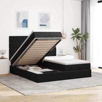 vidaXL Ottoman bed met matrassen 180x200cm fluweel zwart, Eenpersoons, Verzenden, Zwart, Nieuw