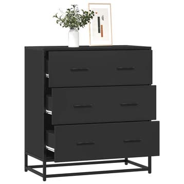 vidaXL Dressoir 68x35x76 cm bewerkt hout en metaal zwart, Verzenden, Nieuw, Overige houtsoorten