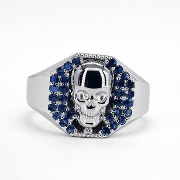 Zonder minimumprijs - Ring Verguld Saffier - Diamant -, Nieuw